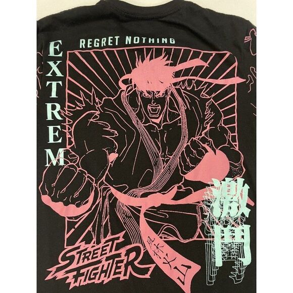 Street Fighter Regret Nothing Graphic T-shirt Men Small Black Short Sleeve - Picture 2 of 6